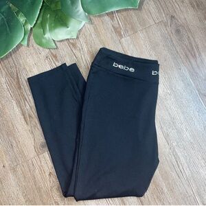 🖤Bebe Black Bling Logo Waist Leggings Size XL🖤